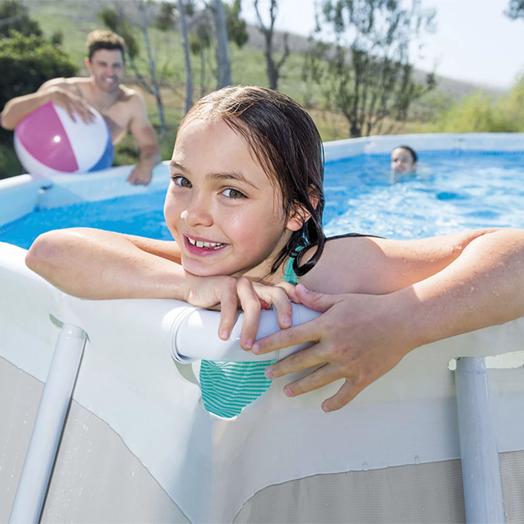 Базен со пумпа,скали,подлога и покривка 5.03м х 2.74м х 122цм